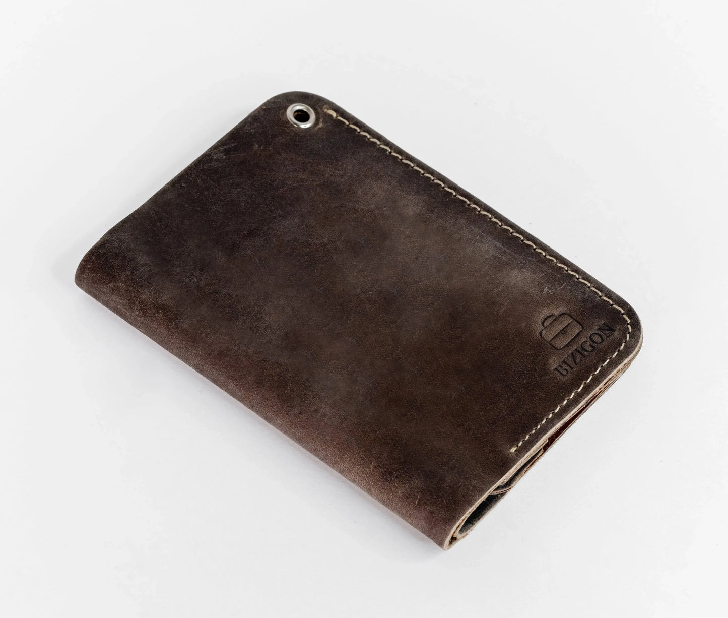 Slim Atlantic Vertical Leather Wallet - Antique Brown