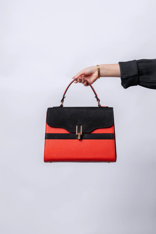 Glide Designer Leather Bag - Orange and Black