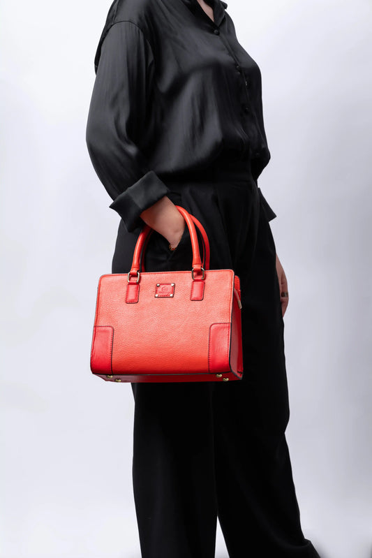 Robust Luxury Leather Handbag - Orange