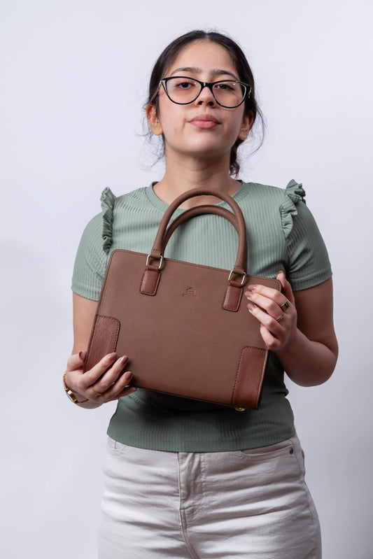 Robust Luxury Leather Handbag - Brown
