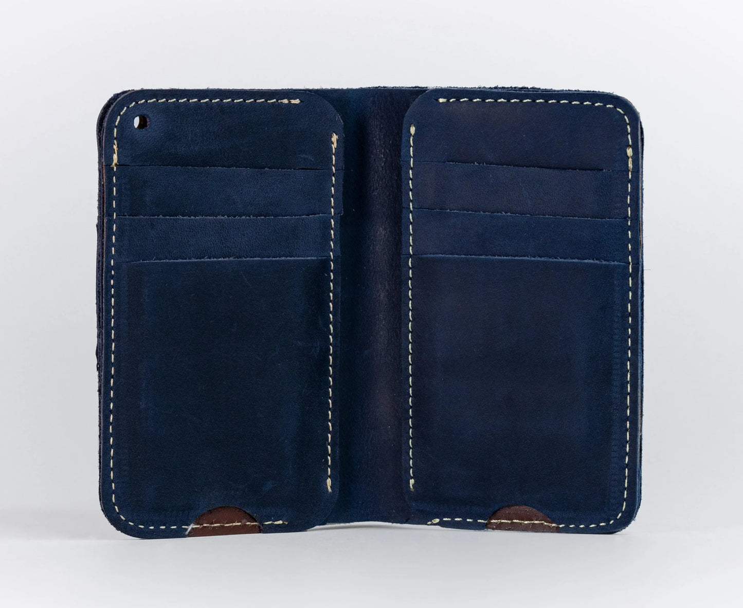 Slim Atlantic Vertical Leather Wallet - Matt Blue