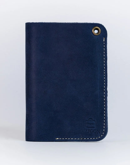 Slim Atlantic Vertical Leather Wallet - Matt Blue