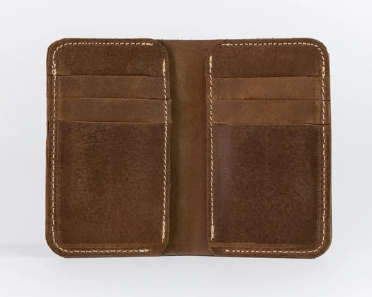 Slim Atlantic Vertical Leather Wallet - Natural Brown