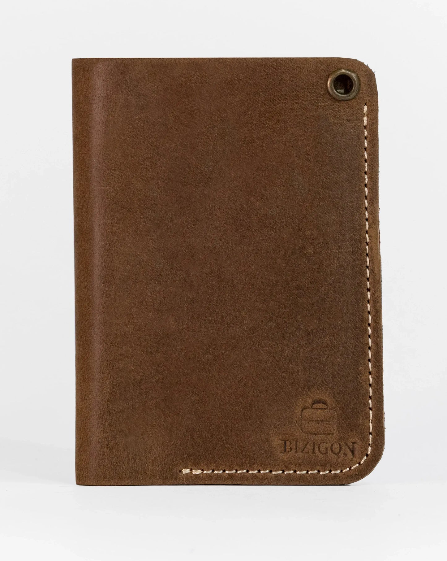 Slim Atlantic Vertical Leather Wallet - Natural Brown