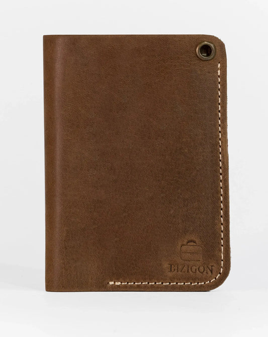 Slim Atlantic Vertical Leather Wallet - Natural Brown