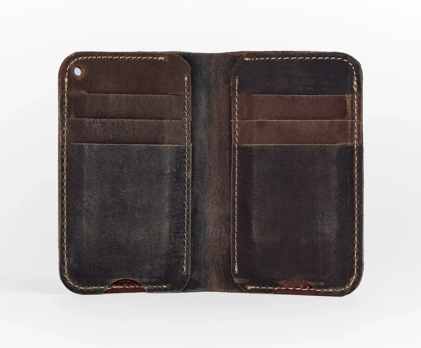 Slim Atlantic Vertical Leather Wallet - Antique Brown