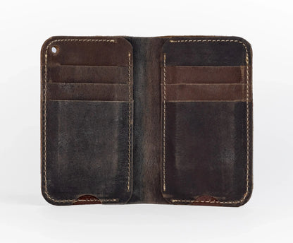 Slim Atlantic Vertical Leather Wallet - Antique Brown