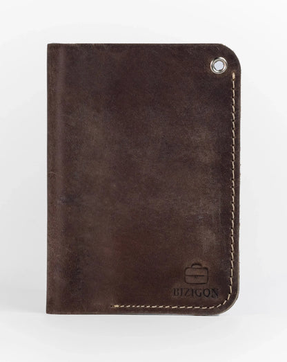 Slim Atlantic Vertical Leather Wallet - Antique Brown