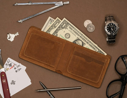 Camelot Wallet – Handcrafted Full-Grain Leather - Russet Brown