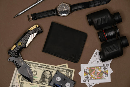 Camelot Wallet – Handcrafted Full-Grain Leather - Black