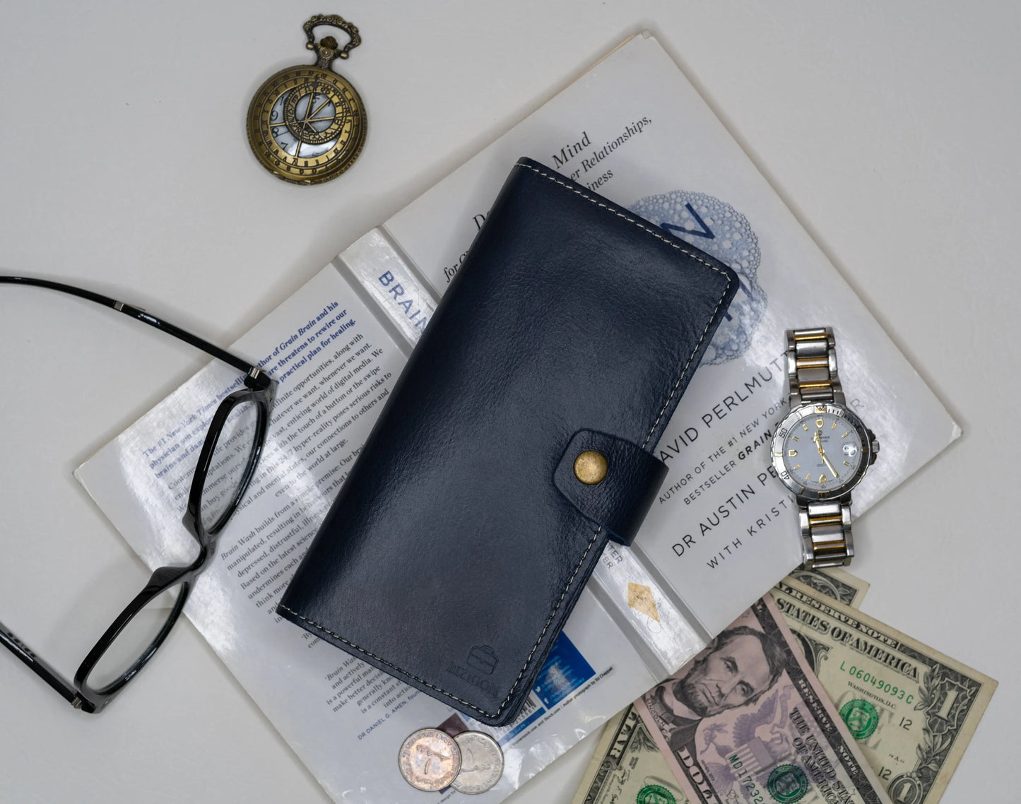 Vostoc Vintage Long Wallet - Dark Blue