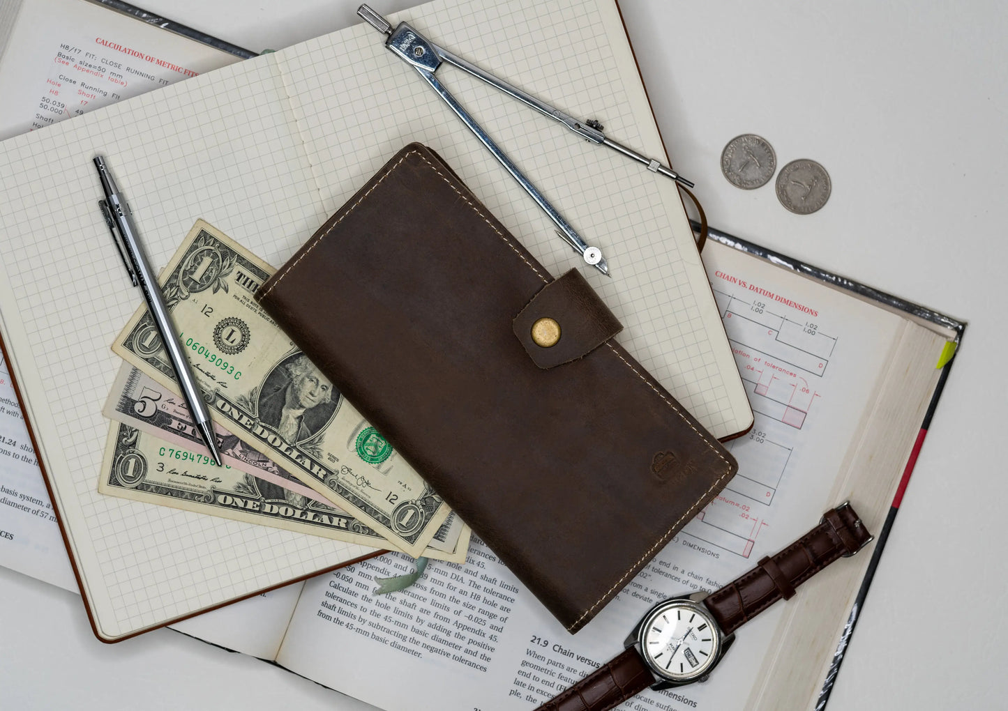 Vostoc Vintage Long Wallet - Dark Brown