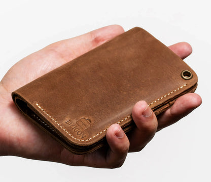 Slim Atlantic Vertical Leather Wallet - Natural Brown