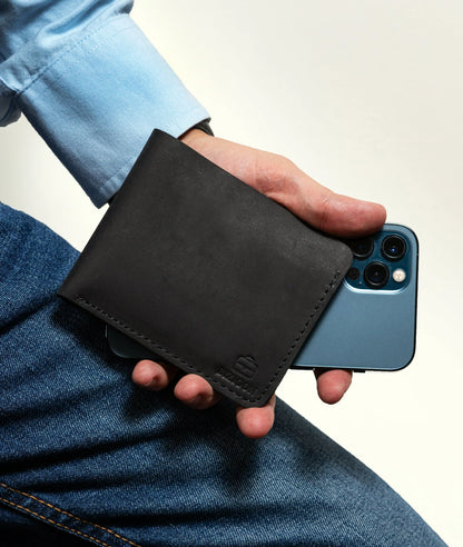 Camelot Wallet – Handcrafted Full-Grain Leather - Black