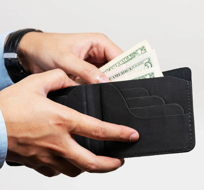 Camelot Wallet – Handcrafted Full-Grain Leather - Black