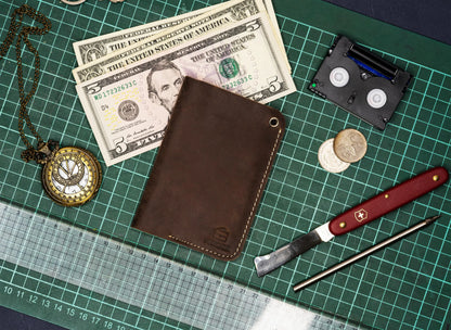 Slim Atlantic Vertical Leather Wallet - Antique Brown